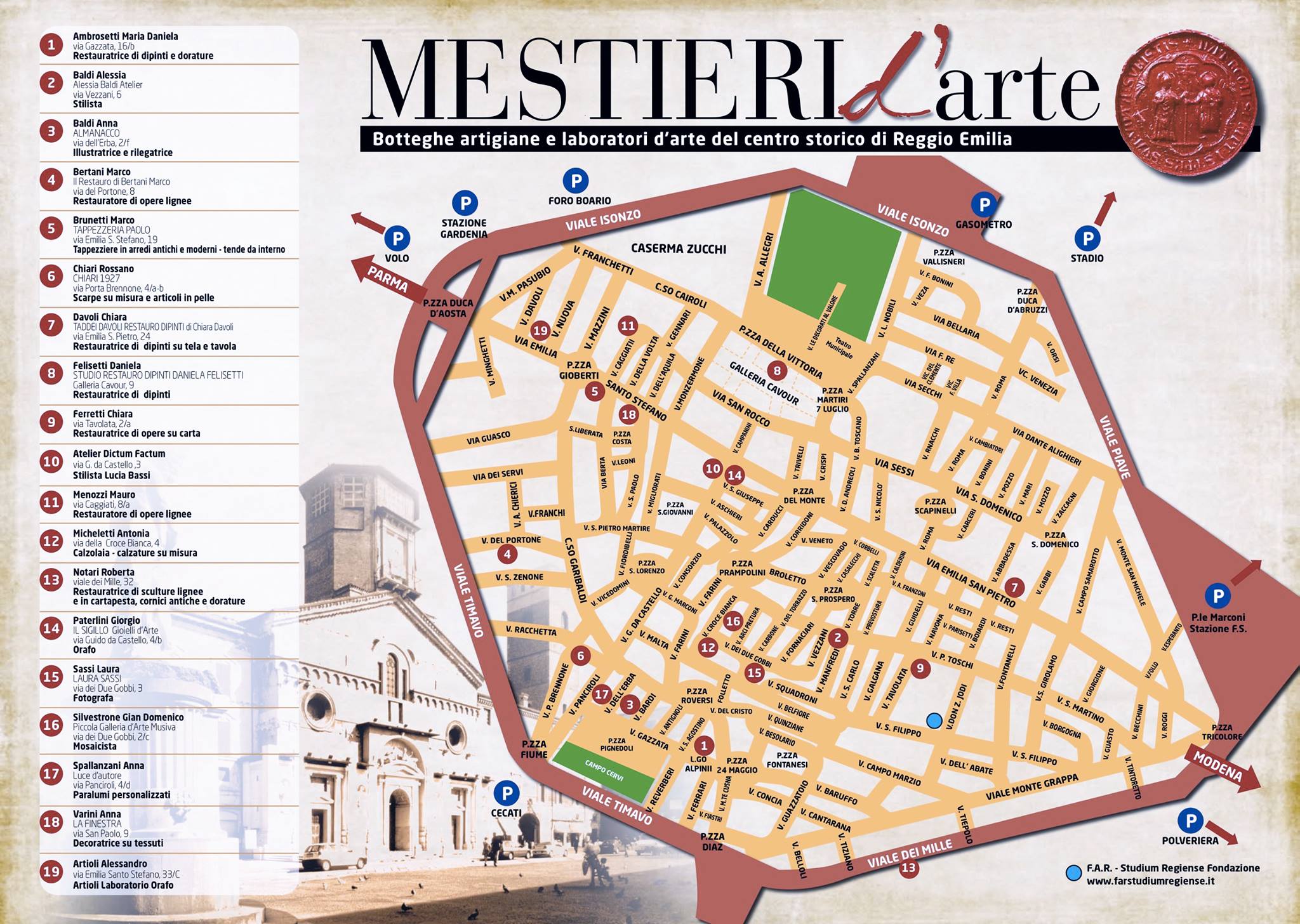 Mestieri d'arte, mappa dei luoghi