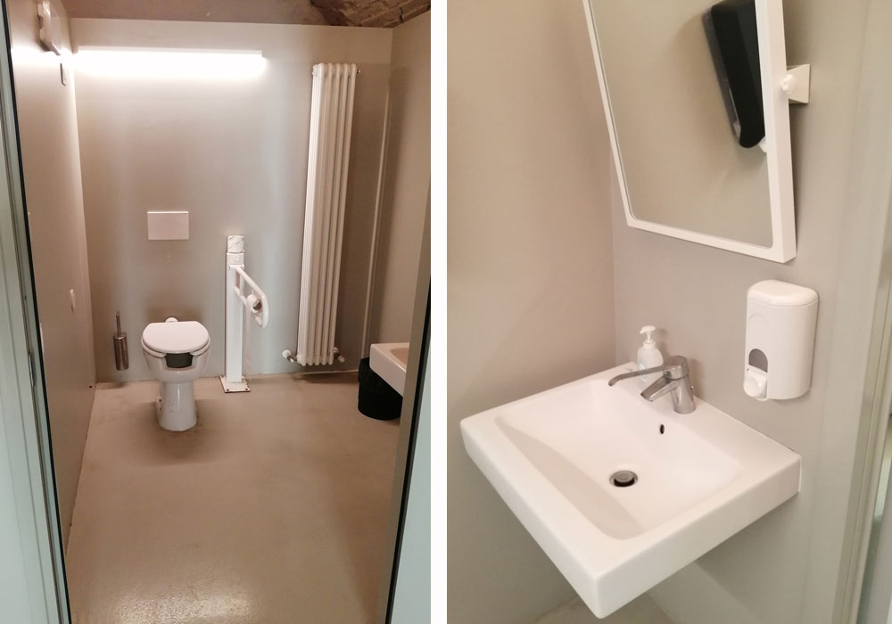 Bagno accessibile al piano 3 con vista complessiva dei sanitari