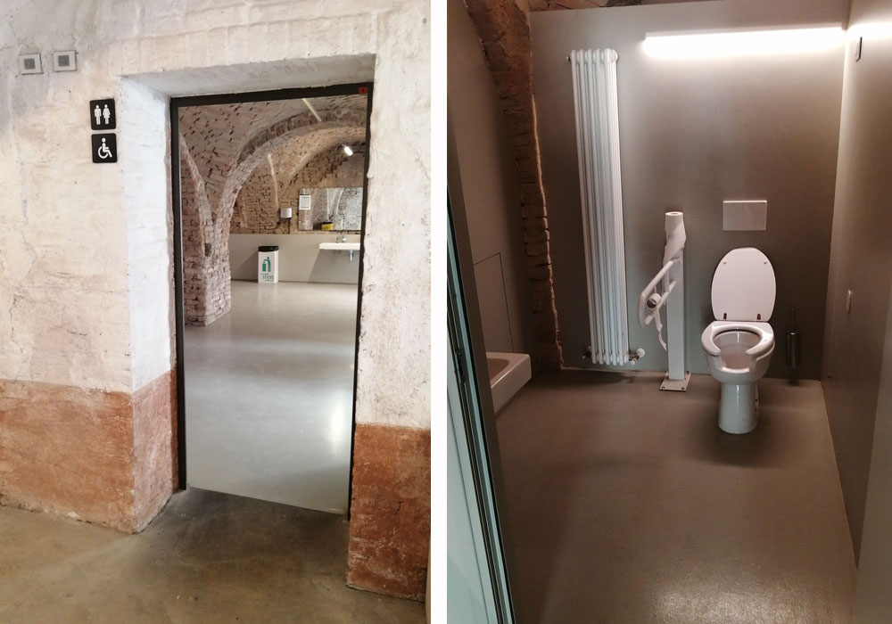 Bagno accessibile al piano 1 con vista complessiva dei sanitari