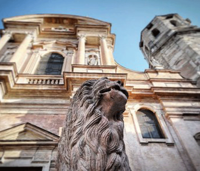 Basilica di San Prospero, particolare con il leone